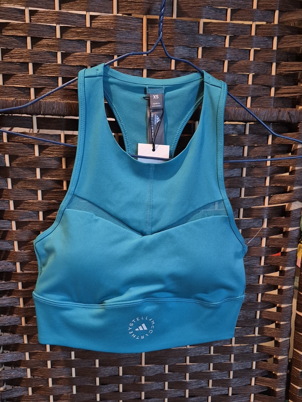 Stella McCartney Teal High-Neck Performance Sports Bra